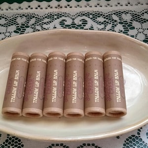 hot cocoa flavored natural tallow lip balm, chapstick, lip butter