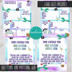 First Birthday Time Capsule - Time Capsule Printable - Mermaid Birthday Party Decorations - Mermaid Party - Mermaid Baby -Mermaid Decoration