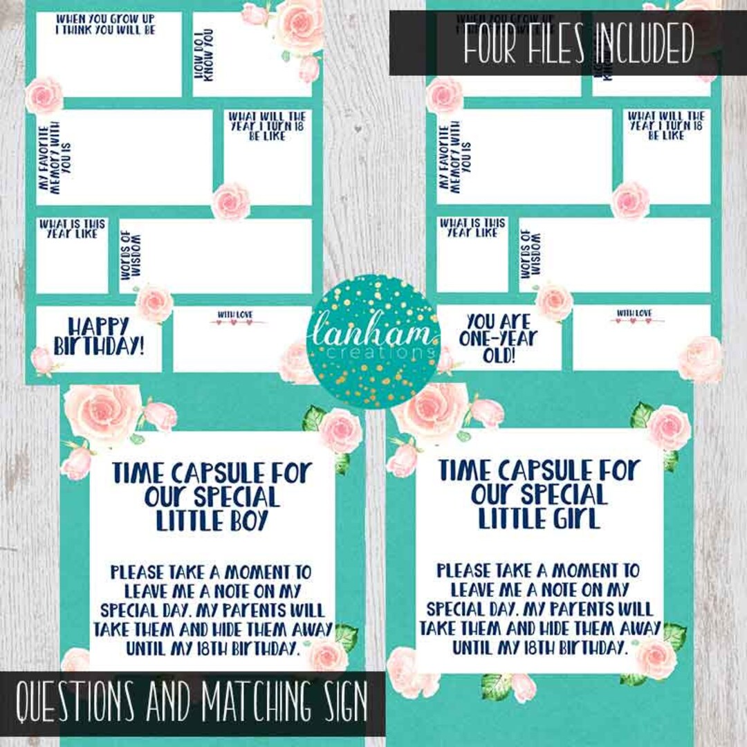 Time Capsule First Birthday, Printable Time Capsule, Birthday Time Capsule, Rose Party, Rose ...
