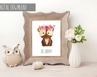 Nursery Wall Art, Bear Art, Cute Art, Printable Nursery Wall Art, Nursery Wall Decor, For Her, Digital Print, Bear Decorations, Her Nursery