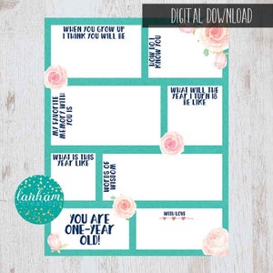 Time Capsule First Birthday, Printable Time Capsule, Birthday Time Capsule, Rose Party, Rose ...