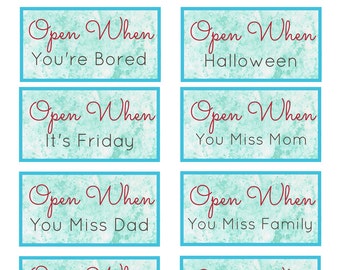 Open When Letters, Long Distance Relationship Card, Christmas Printable, Love Notes, Care Package, Long Distance Letters, Deployment Gift