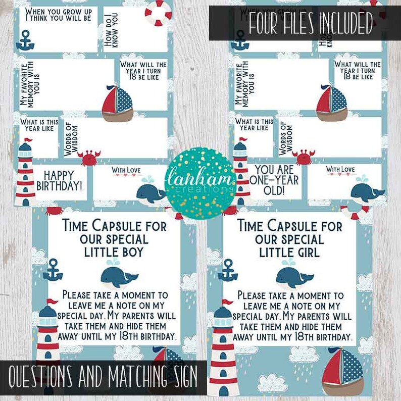 Time Capsule, Time Capsule First Birthday, Time capsule sign, Sailing Birthday Party, Nautical First Birthday, Nautical Birthday image 1