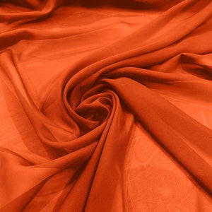 Chiffon Polyester Soft Light Weight, Sheer, See Through Chiffon Fabric/ Bridal Apparel | Dresses | Costumes/ Backdrop. Orange