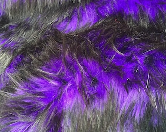 Lila/schwarzer Husky Kunstfell, 2 Ton Shaggy Kunstfell. Verkaufter Massenware.60" breit.