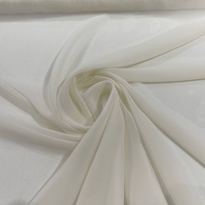 Chiffon Polyester Soft Light Weight, Sheer, See Through Chiffon Fabric/ Bridal Apparel | Dresses | Costumes/ Backdrop. Ivory