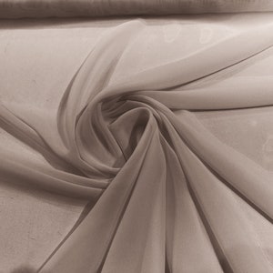 Chiffon Polyester Soft Light Weight, Sheer, See Through Chiffon Fabric/ Bridal Apparel | Dresses | Costumes/ Backdrop. Lt Taupe