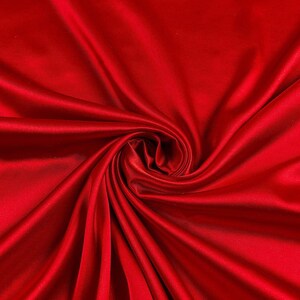 Light Weight Silky Stretch Charmeuse Satin Fabric by The Yard. Red