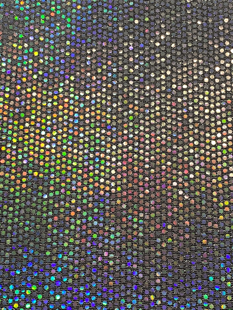 Silver Holographic Circle Sequins on Spandex Sold by the Yard