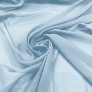 Chiffon Polyester Soft Light Weight, Sheer, See Through Chiffon Fabric/ Bridal Apparel | Dresses | Costumes/ Backdrop. Baby Blue