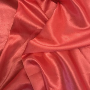 Crepe Back Satin Bridal Fabric Draper-Prom-Wedding-Soft 58&quot;-60&quot; Inches Sold by Yard. Coral