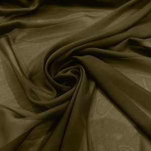 Chiffon Polyester Soft Light Weight, Sheer, See Through Chiffon Fabric/ Bridal Apparel | Dresses | Costumes/ Backdrop. Olive
