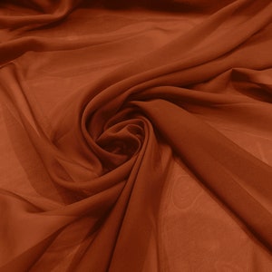 Chiffon Polyester Soft Light Weight, Sheer, See Through Chiffon Fabric/ Bridal Apparel | Dresses | Costumes/ Backdrop. Burnt Orange