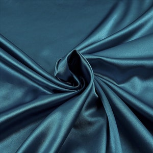 Light Weight Silky Stretch Charmeuse Satin Fabric by The Yard. Dk Teal