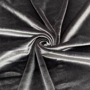Spandex Stretch Velvet Fabric for Sewing Apparel Costumes Craft, Charcoal. Choose Quantity Below