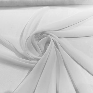 Chiffon Polyester Soft Light Weight, Sheer, See Through Chiffon Fabric/ Bridal Apparel | Dresses | Costumes/ Backdrop. White