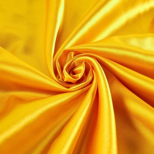 Light Weight Silky Stretch Charmeuse Satin Fabric by The Yard. Yellow
