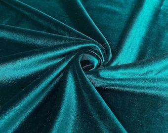 Spandex Stretch Velvet Fabric for Sewing Apparel Costumes Craft, Teal Green. Choose Quantity Below