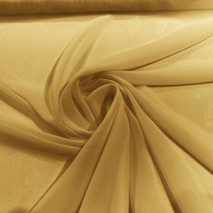Chiffon Polyester Soft Light Weight, Sheer, See Through Chiffon Fabric/ Bridal Apparel | Dresses | Costumes/ Backdrop. Gold