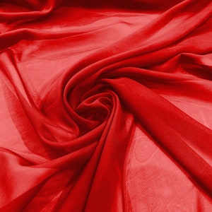 Chiffon Polyester Soft Light Weight, Sheer, See Through Chiffon Fabric/ Bridal Apparel | Dresses | Costumes/ Backdrop. Red