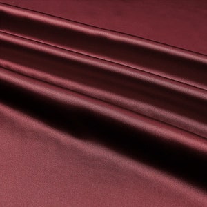 Light Weight Silky Stretch Charmeuse Satin Fabric by The Yard. Burgundy