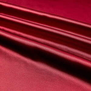 Light Weight Silky Stretch Charmeuse Satin Fabric by The Yard. Cranberry