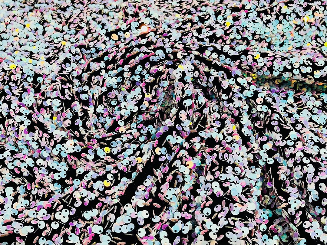 Shiny 5mm Sequin On A 2 Way Stretch Velvet (1 Yard, Gold) main image 0