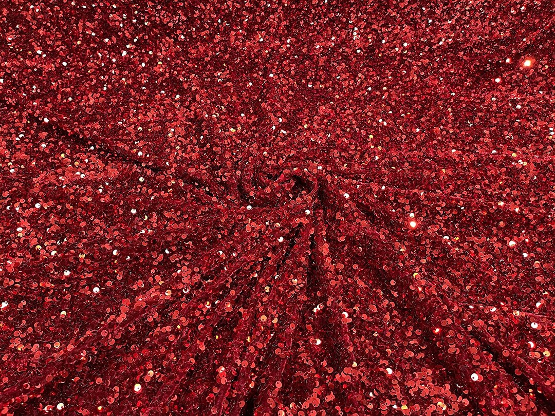 Shiny 5mm Sequin On A 2 Way Stretch Velvet (1 Yard, Purple)