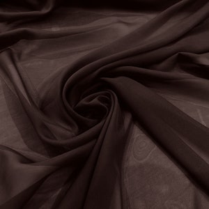 Chiffon Polyester Soft Light Weight, Sheer, See Through Chiffon Fabric/ Bridal Apparel | Dresses | Costumes/ Backdrop. Brown