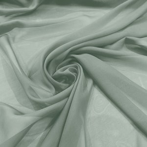 Chiffon Polyester Soft Light Weight, Sheer, See Through Chiffon Fabric/ Bridal Apparel | Dresses | Costumes/ Backdrop. Sage