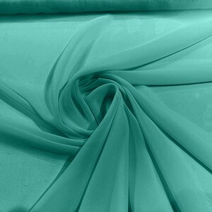 Chiffon Polyester Soft Light Weight, Sheer, See Through Chiffon Fabric/ Bridal Apparel | Dresses | Costumes/ Backdrop. Jade