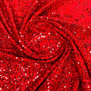 Sequins Taffeta Fabric-Glitz Sequins Taffeta Fabric-Raindrop Sequins-54” Wide-Sold By The Yard. Red
