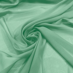 Chiffon Polyester Soft Light Weight, Sheer, See Through Chiffon Fabric/ Bridal Apparel | Dresses | Costumes/ Backdrop. Mint