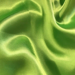 Charmeuse Bridal Solid Satin Fabric for Wedding Dress Fashion Crafts Costumes Decorations Silky Satin 58” Wide Sold By Yard Lime Green