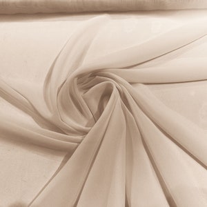 Chiffon Polyester Soft Light Weight, Sheer, See Through Chiffon Fabric/ Bridal Apparel | Dresses | Costumes/ Backdrop. Champagne