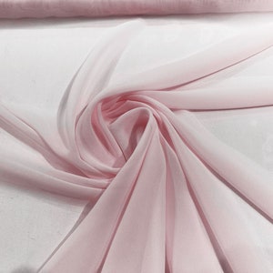 Chiffon Polyester Soft Light Weight, Sheer, See Through Chiffon Fabric/ Bridal Apparel | Dresses | Costumes/ Backdrop. Pink
