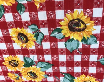 checkered with sunflowers