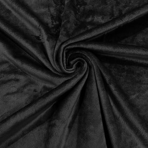 Minky Smooth Soft Solid Plush Faux Fake Fur Fabric Polyester- Sold by Yard. Black