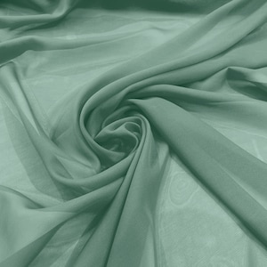 Chiffon Polyester Soft Light Weight, Sheer, See Through Chiffon Fabric/ Bridal Apparel | Dresses | Costumes/ Backdrop. Sea Foam