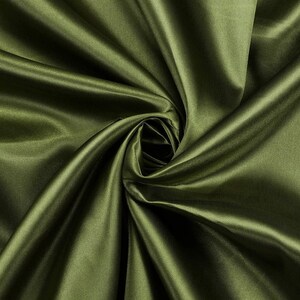 Charmeuse Bridal Solid Satin Fabric for Wedding Dress Fashion Crafts Costumes Decorations Silky Satin 58” Wide Sold By Yard Olive Green