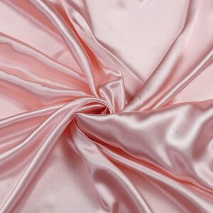 Charmeuse Bridal Solid Satin Fabric for Wedding Dress Fashion Crafts Costumes Decorations Silky Satin 58” Wide Sold By Yard Blush Pink