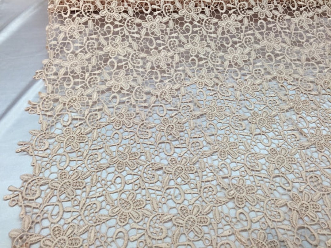 Yellow paisley flower guipure, wedding/bridal/prom/nightgown fabric sold by the yard main image 0