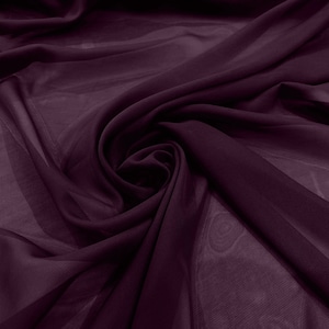 Chiffon Polyester Soft Light Weight, Sheer, See Through Chiffon Fabric/ Bridal Apparel | Dresses | Costumes/ Backdrop. Plum