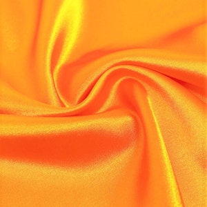 Light Weight Silky Stretch Charmeuse Satin Fabric by The Yard. MangoYellow
