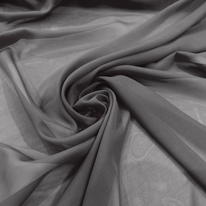 Chiffon Polyester Soft Light Weight, Sheer, See Through Chiffon Fabric/ Bridal Apparel | Dresses | Costumes/ Backdrop. Charcoal