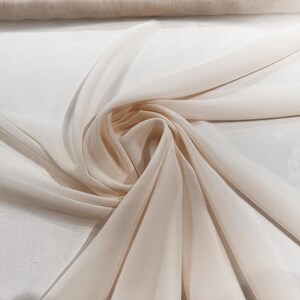 Chiffon Polyester Soft Light Weight, Sheer, See Through Chiffon Fabric/ Bridal Apparel | Dresses | Costumes/ Backdrop. Peach