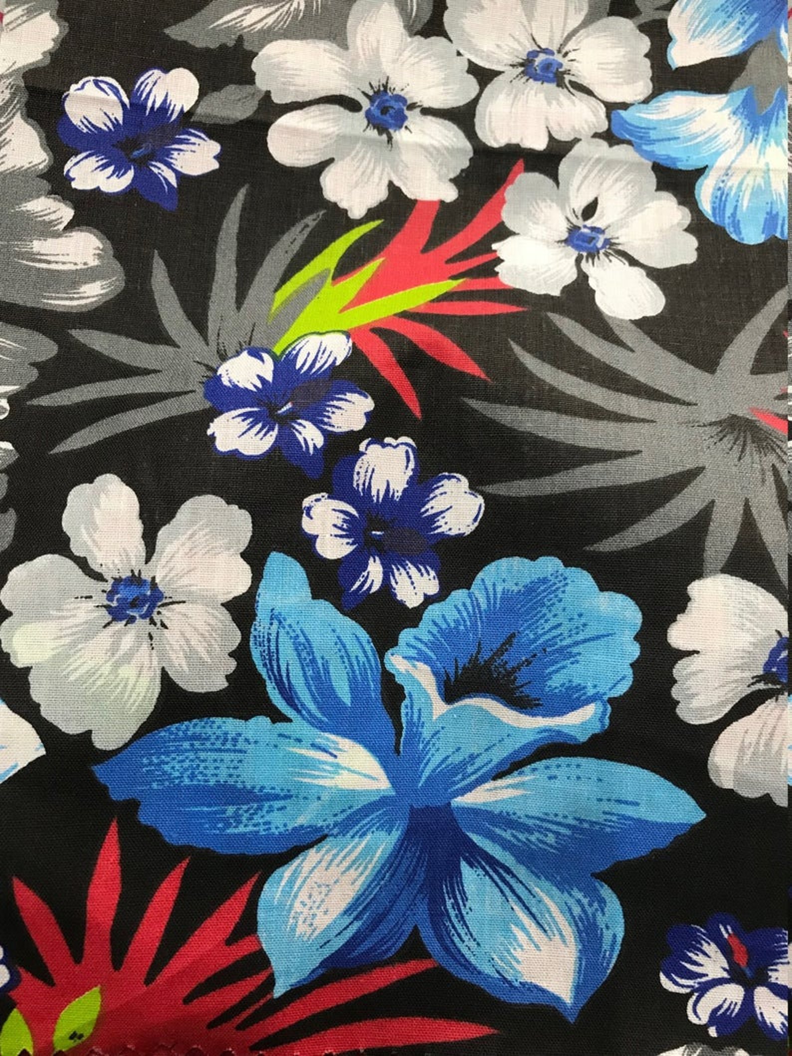 Hawaiian Print Polyester Cotton Fabric Sold by the Yard Etsy