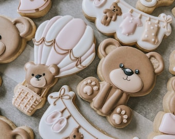 Baby shower royal icing cookies, Teddy bear royal icing cookies, we can nearly wait party!