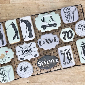 Men Birthday Party, Golf Decorated cookies, Golf party ideas