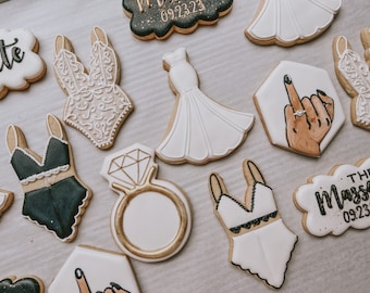 Bridal shower cookies, wedding cookies, future mrs cookies, corsets cookies, lingeries cookies, love signs cookies
